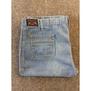 Levis Mens Vintage Relaxed Bootcut Jeans 36x29 Light Wash Blue Patch Pockets